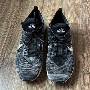 Nike Black and White Flyknit Shoes